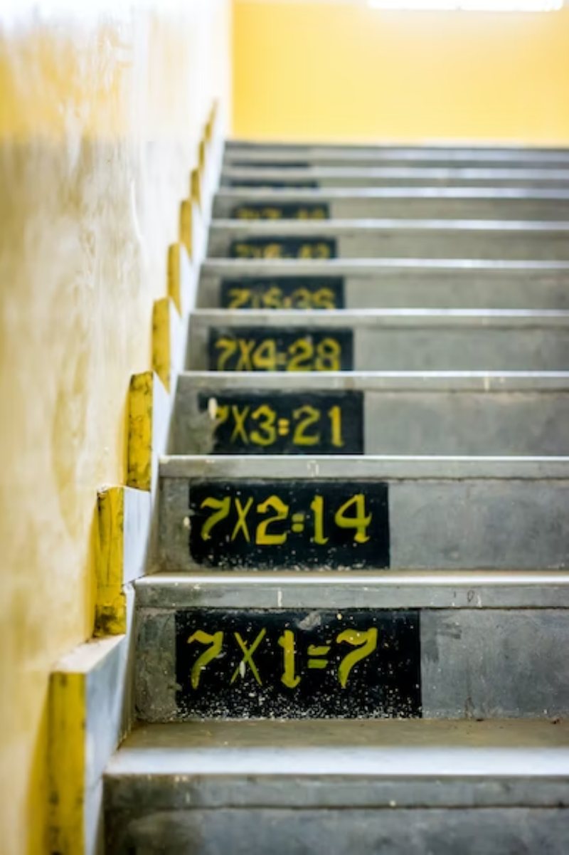 7 times table in a stair