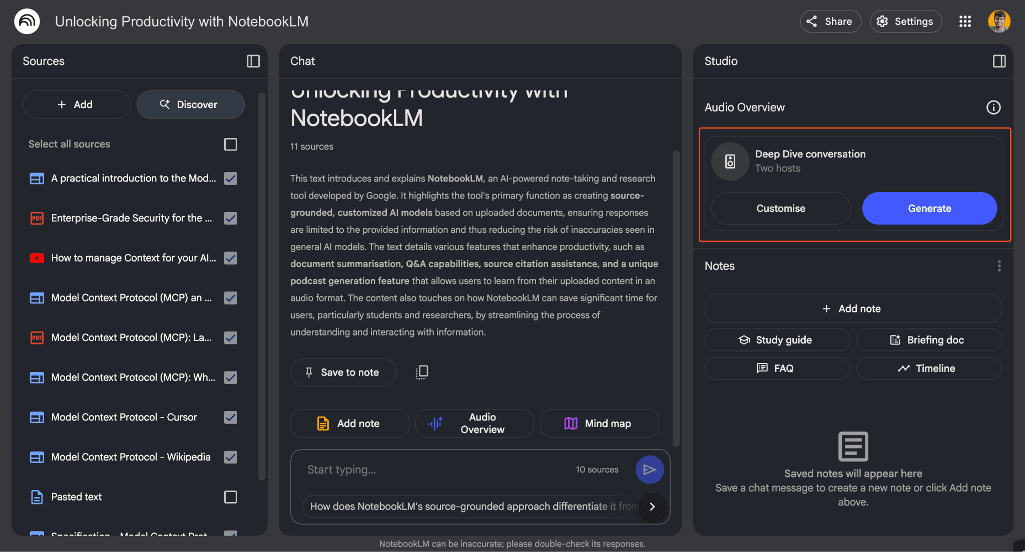 NotebookLM Podcast Creation process