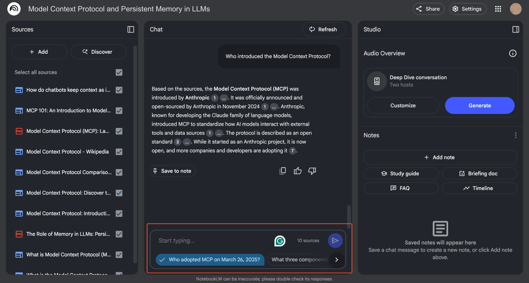 Key features of NotebookLM