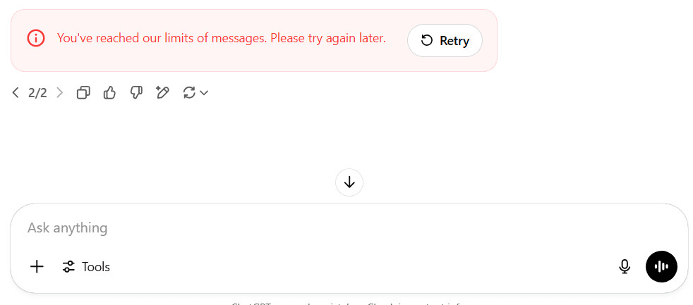 ChatGPT error message 