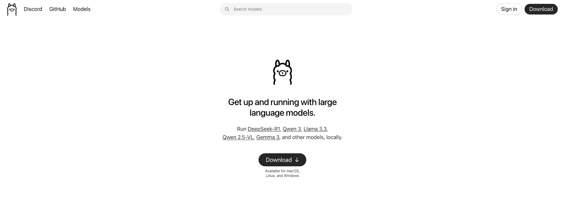 Ollama landing page
