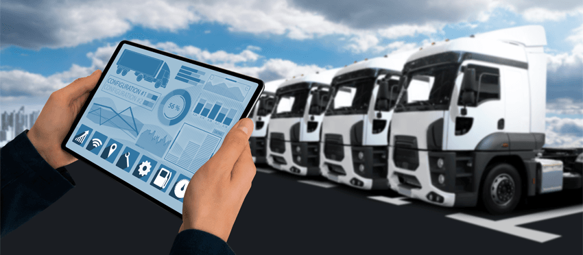 Logistics fleet undergoing predictive maintenance using real-time diagnostics and sensor data