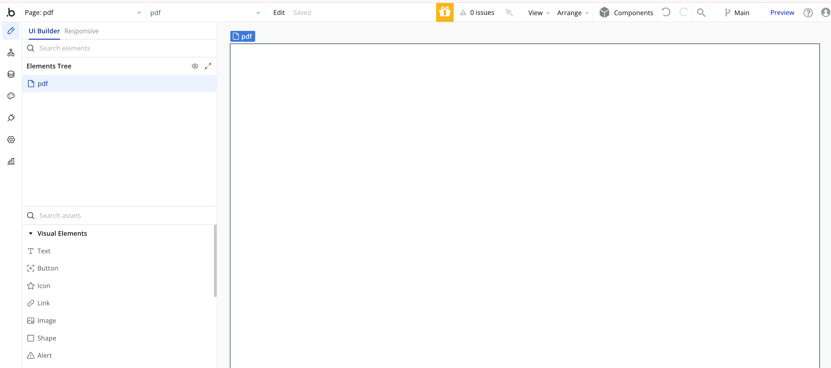 blank pdf page in Bubble.io app