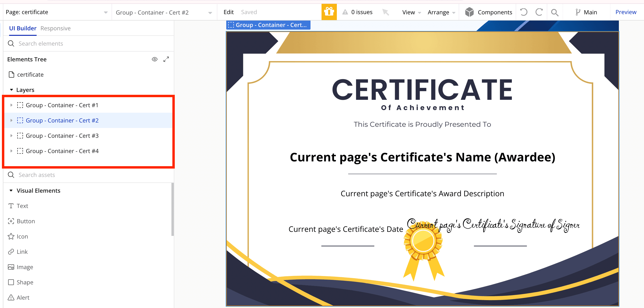 Certificate page with 4 template options - PDF Potion