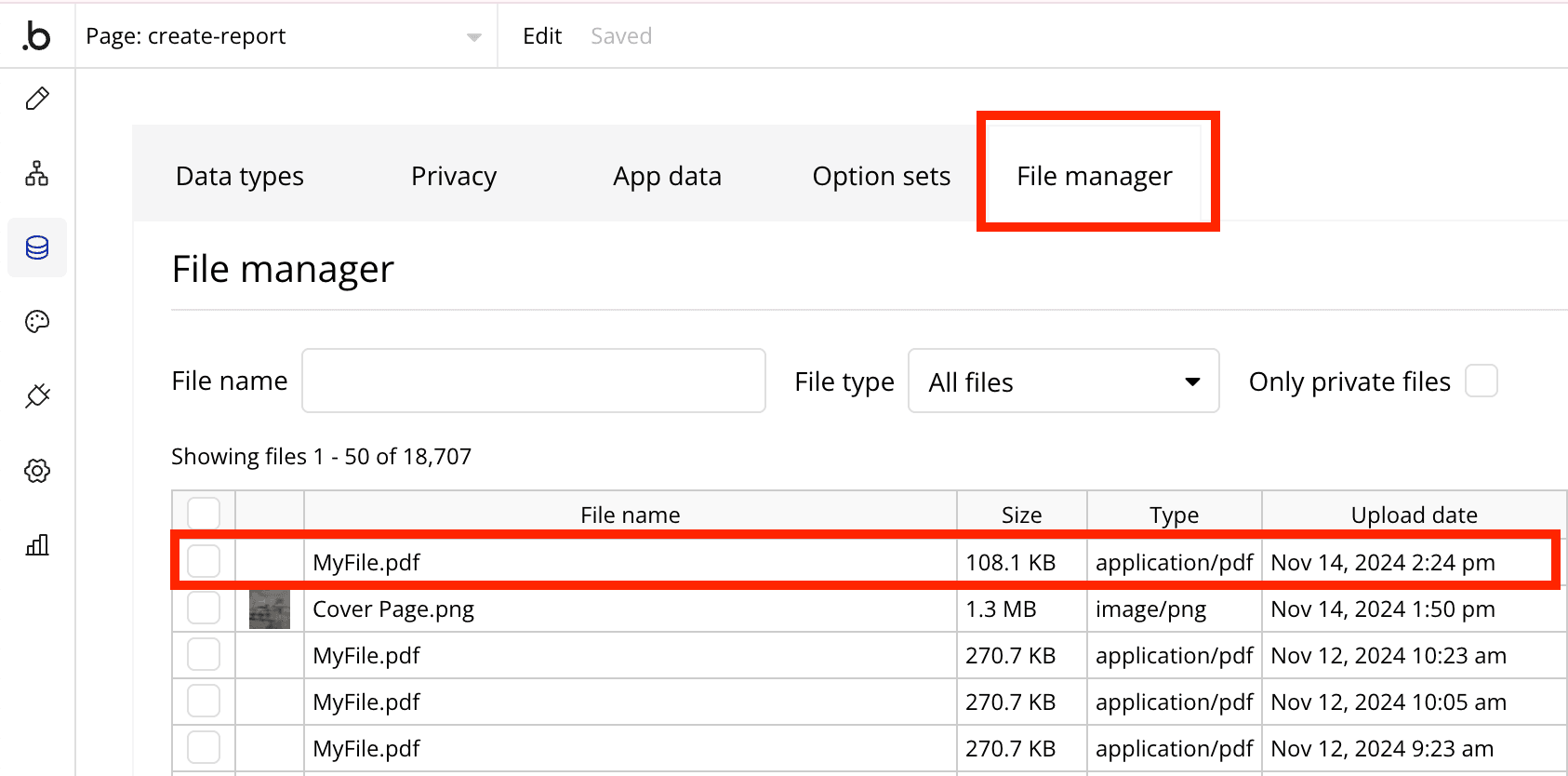 PDF in file manager