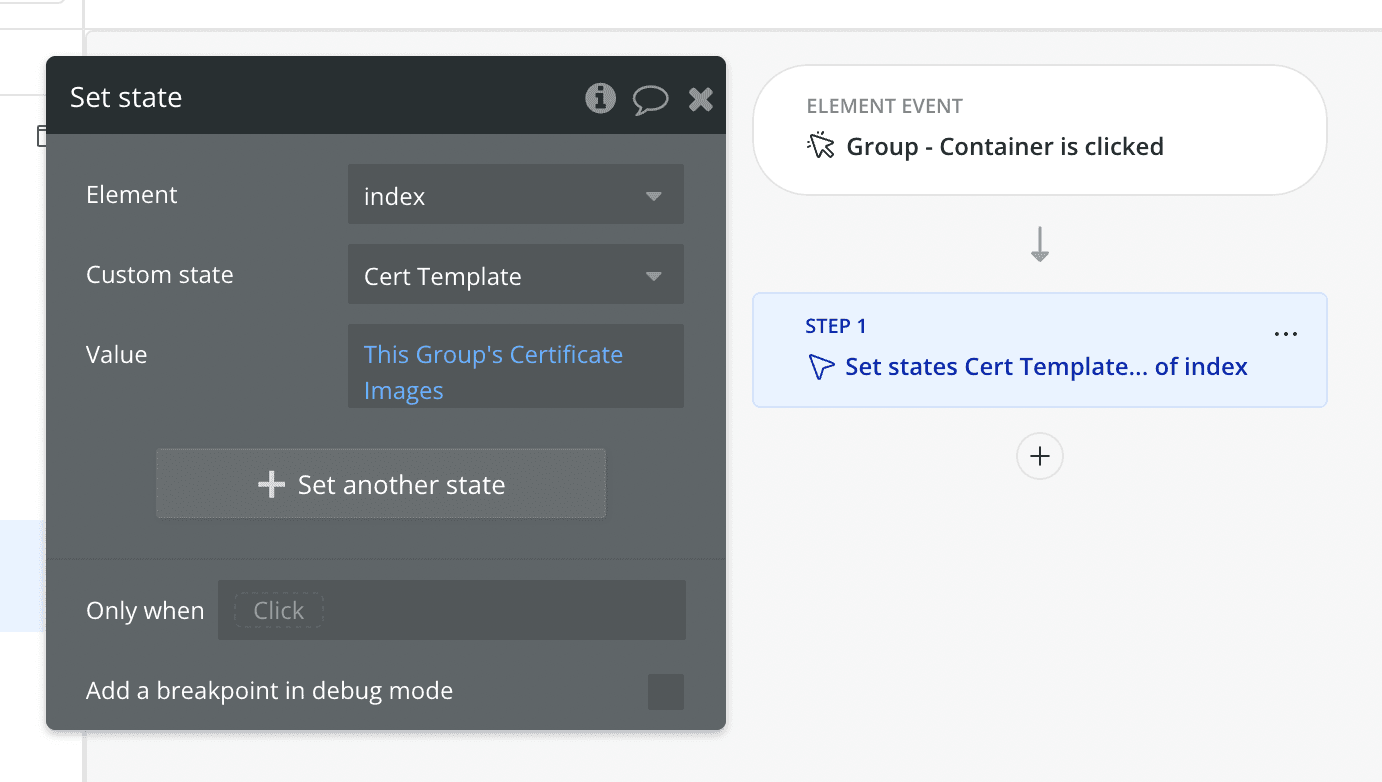 Setting state based on click - Bubble.io