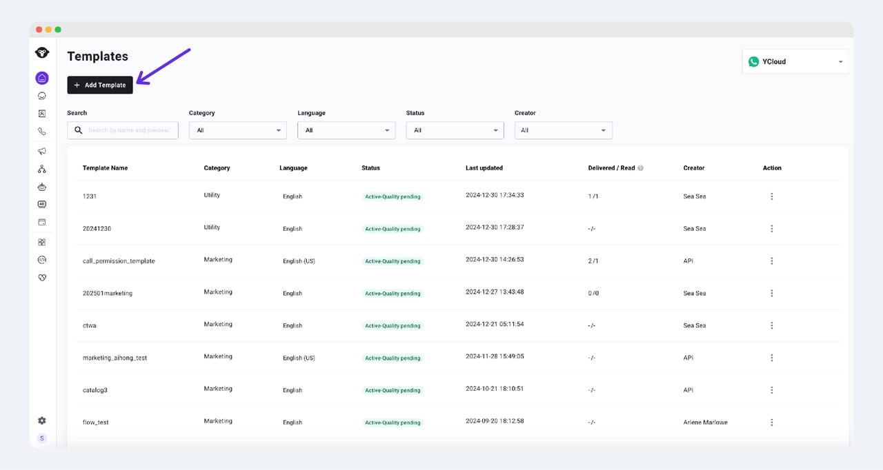 how to do whatsapp blast on ycloud?