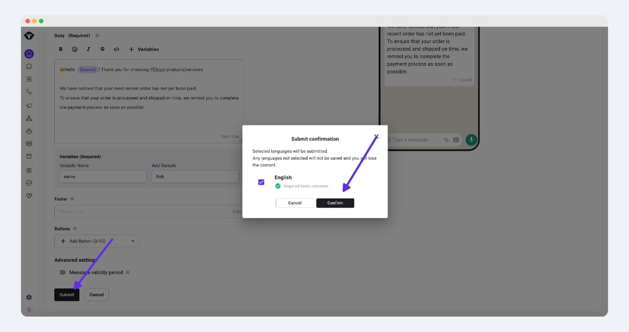 how to do whatsapp blast on ycloud?